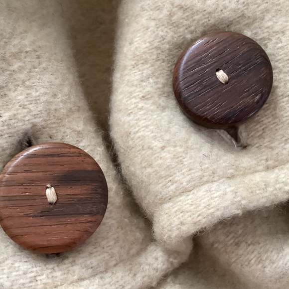 Vintage Handmade Heavy Wool Dress/Cape Cover Wood Buttons Dress - Picture 15 of 16